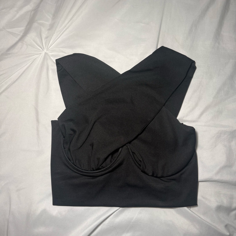 Black Strappy Crop Top